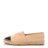 Amelia Lambskin CC Espadrilles 40 Beige Black