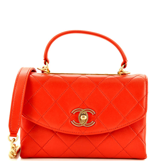 CHANEL Trendy Spirit Top Handle Bag Quilted Lambskin Small