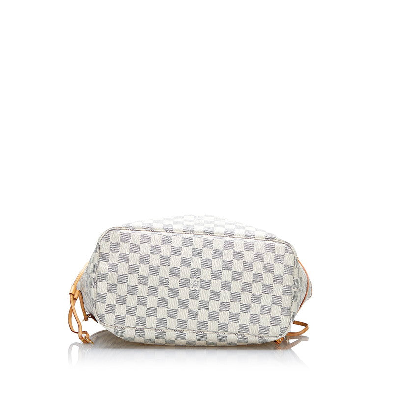 Louis Vuitton Damier Azur Neverfull MM Tote Bag Shoulder White PVC Leather