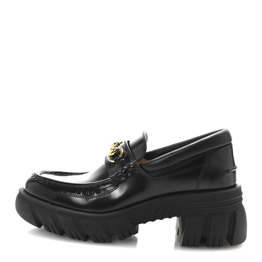 Amelia Cordovan Lux Womens Harald Horsebit 25mm Platform Loafers 40 Black