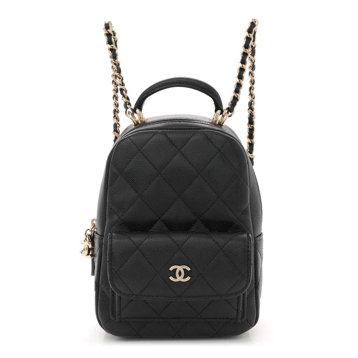 Amelia Caviar Quilted CC Mini Classic Backpack Black