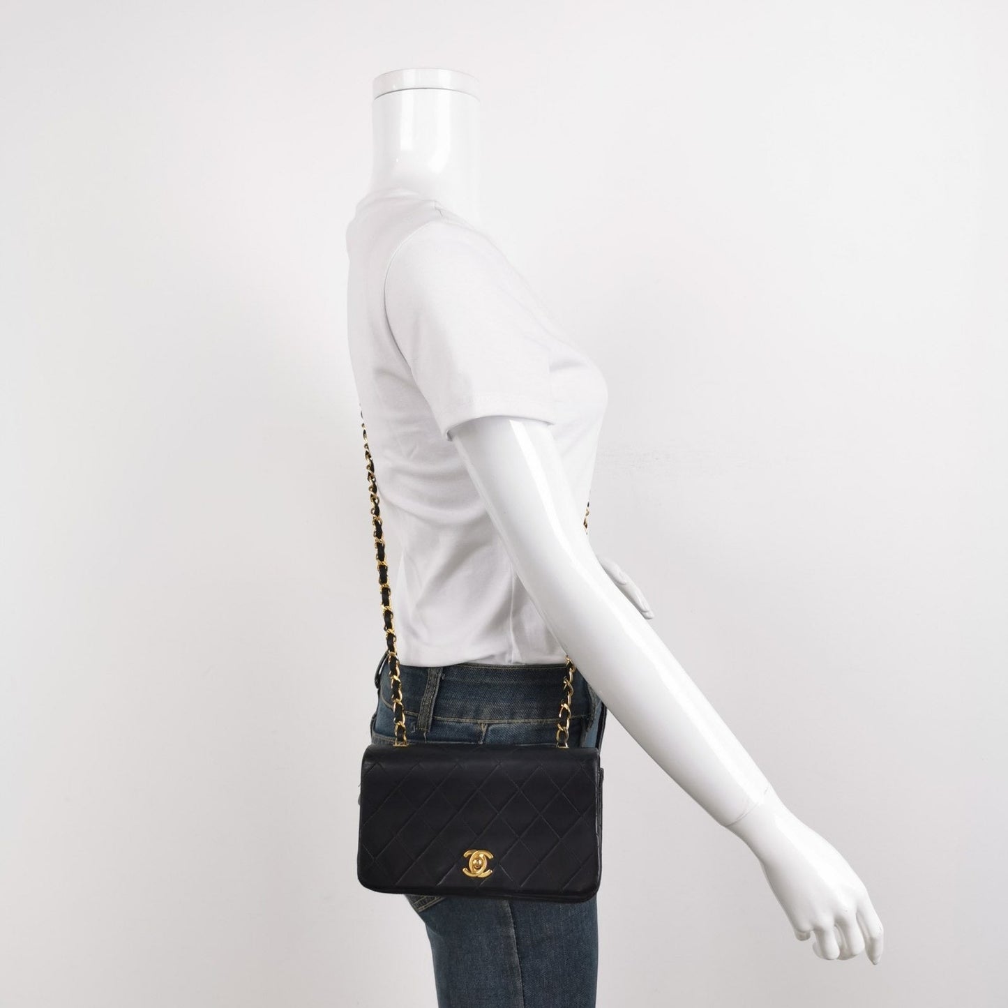 Chanel Classic Flap Mini   1989-1991 Black Lambskin Leather with 24k Gold Hardware