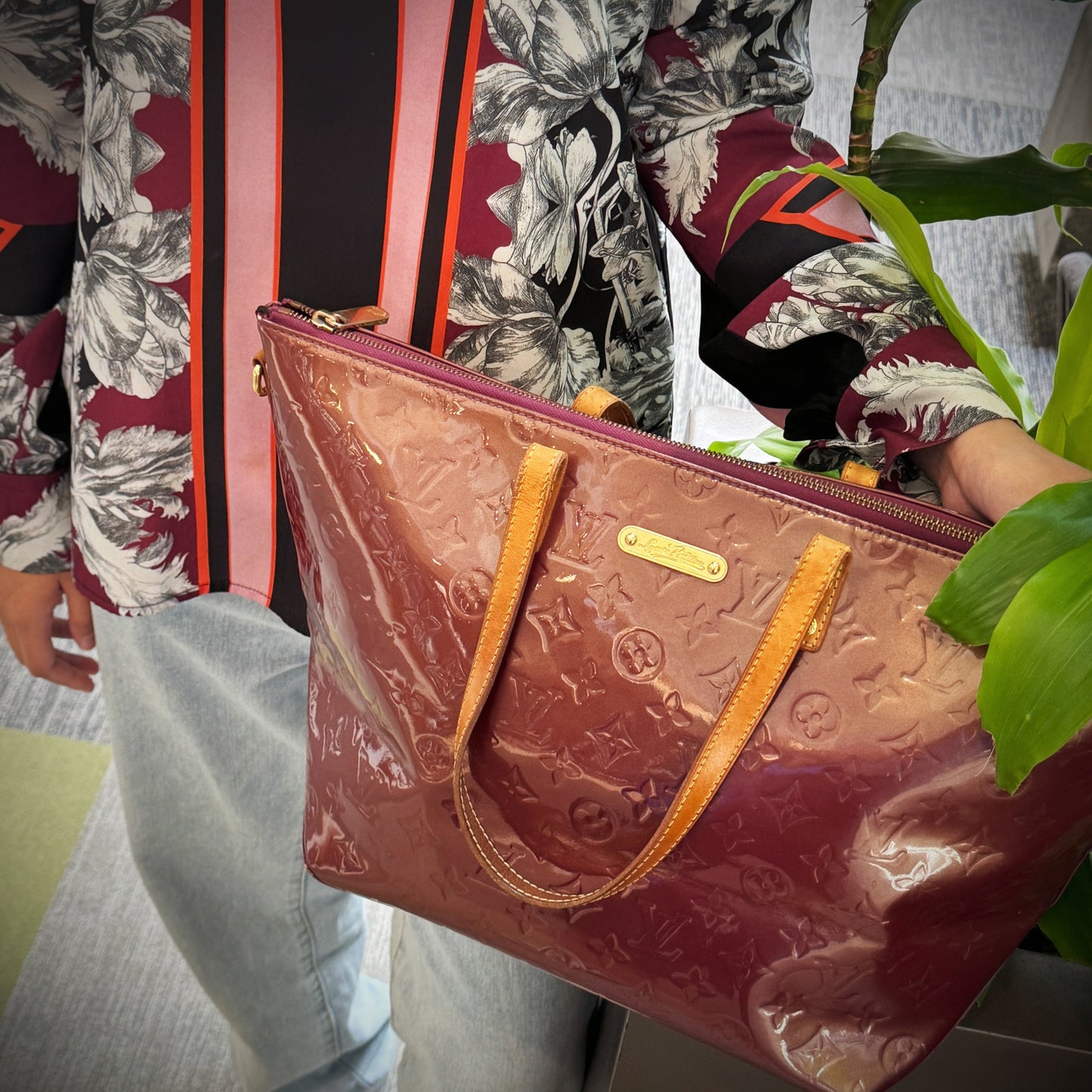 Louis Vuitton Red Vernis Bellevue Tote TWS