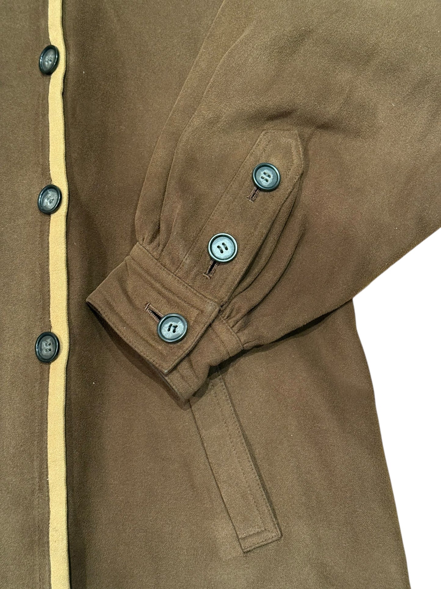 YSL   Brown Lined Suede Button Down Jacket