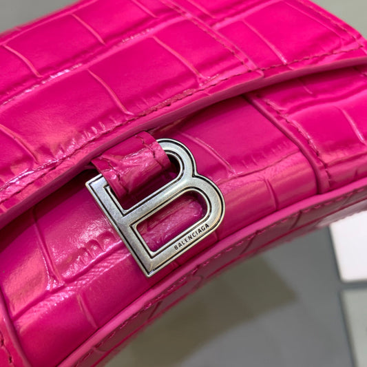 BLN-Ciaga Hourglass Mini Handbag With Chain In Dark Pink, For Women,  Bags 4.7in/12cm