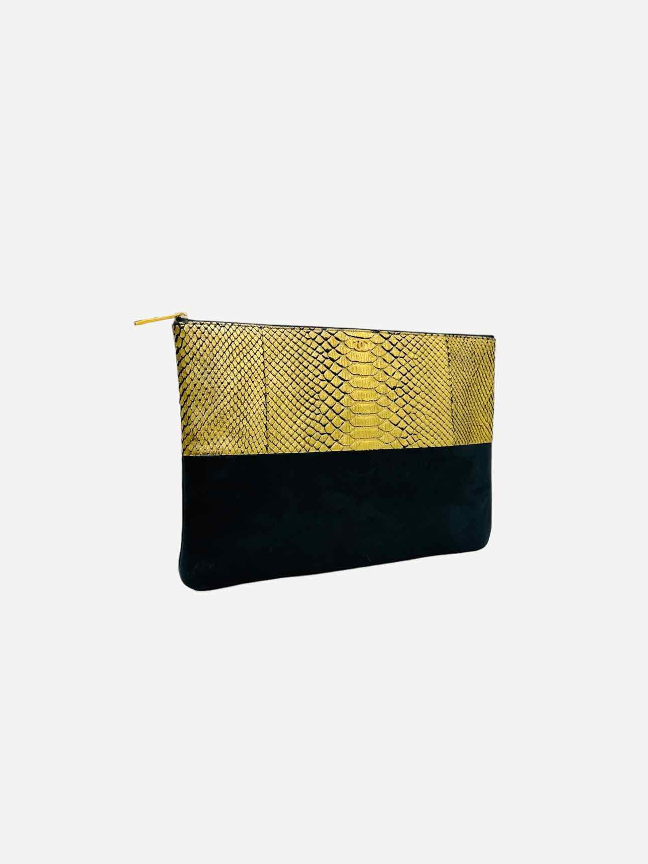CHANEL O Case Black & Gold Clutch
