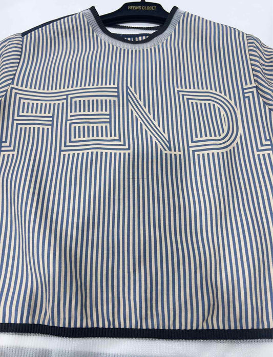 FENDI Jersey Black & Beige Logo Size US 2 Top
