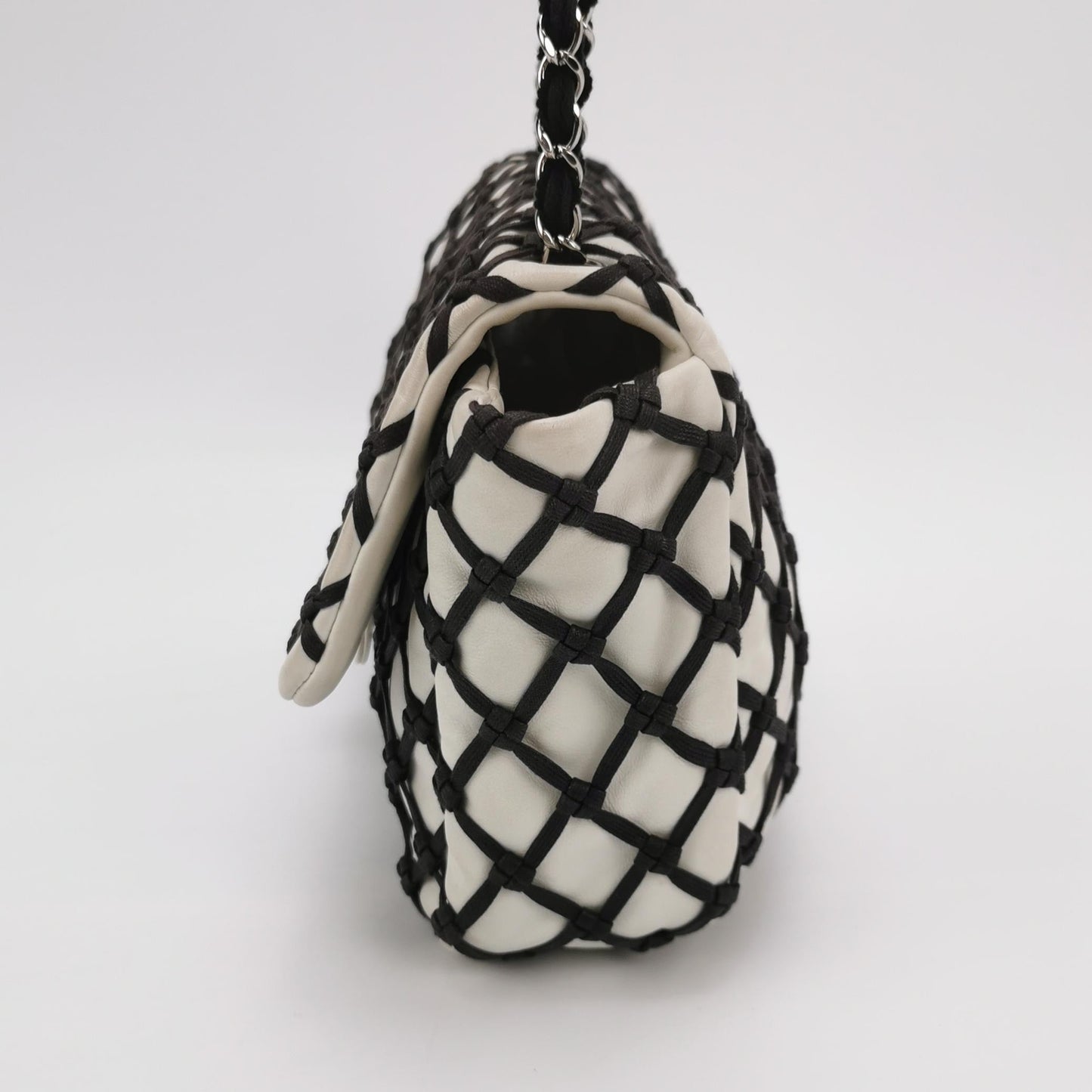 Chanel Lambskin Jumbo Canebiers Net Knots Flap White, 2011