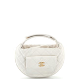 CHANEL Front Pocket Hobo Pouch Quilted Caviar Mini