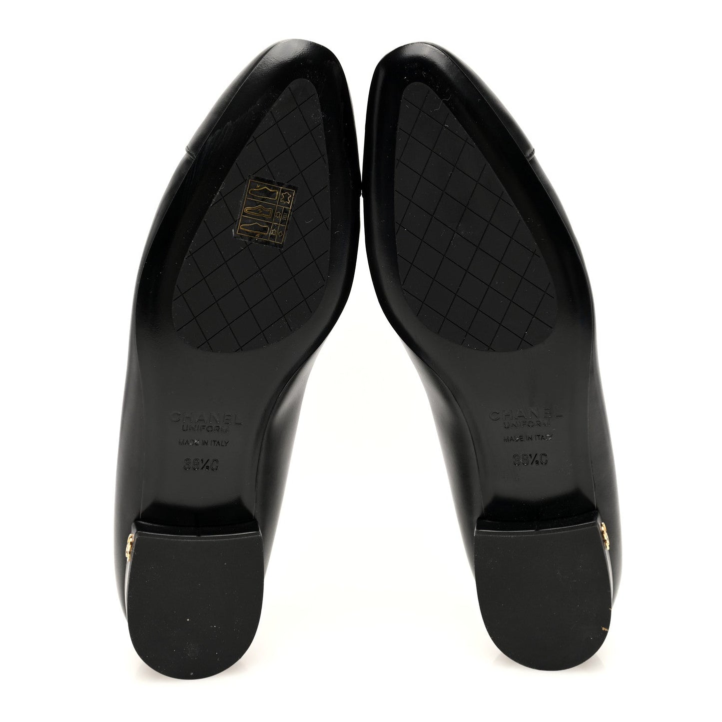 Amelia Lambskin Cap Toe CC Uniform Ballerina Flats 38.5 Black