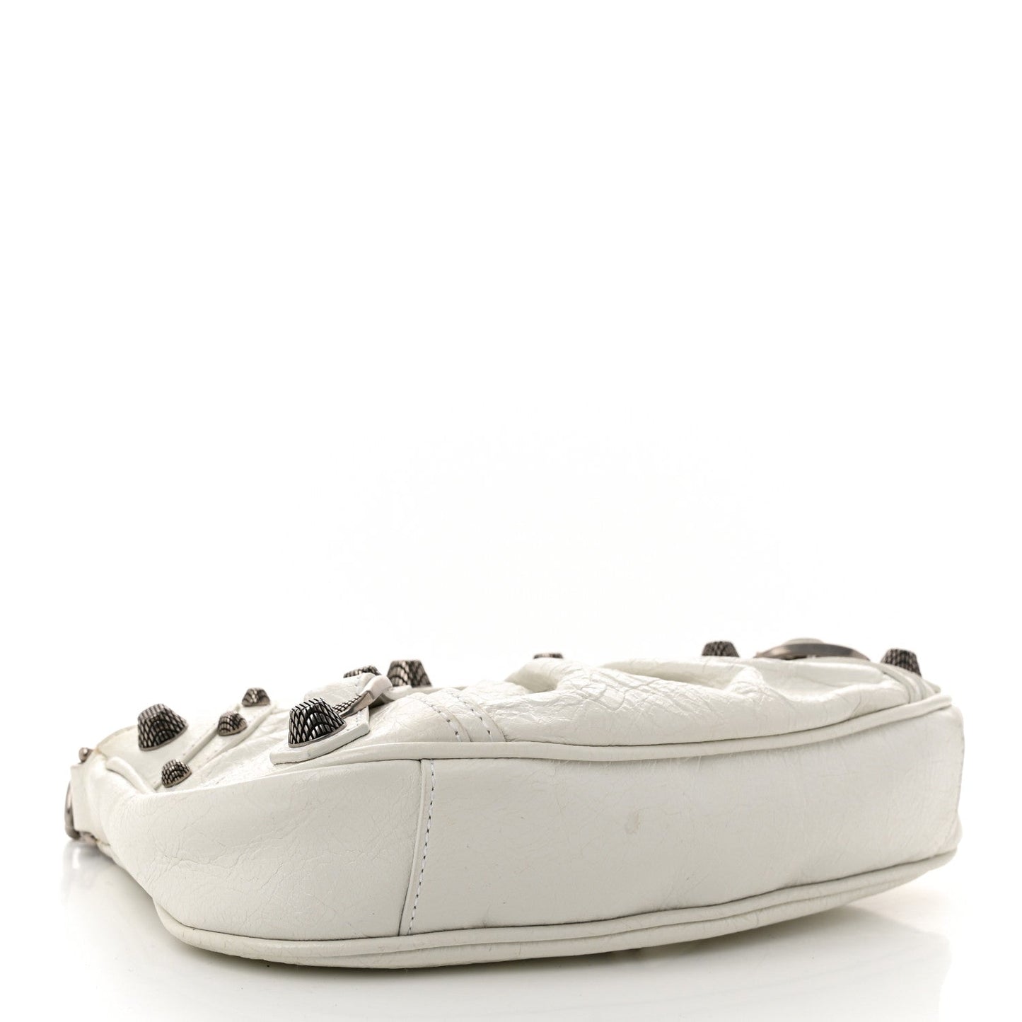 Balenciaga Extra Supple Calfskin Crocodile Embossed Le Cagole Mini Purse With Chain White