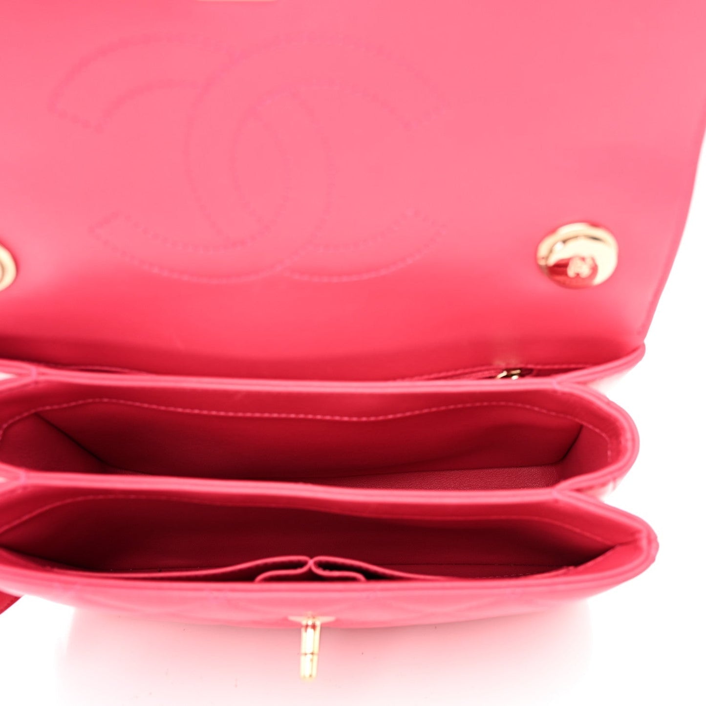 Amelia Lambskin Quilted Small Trendy CC Flap Dual Handle Bag Dark Pink
