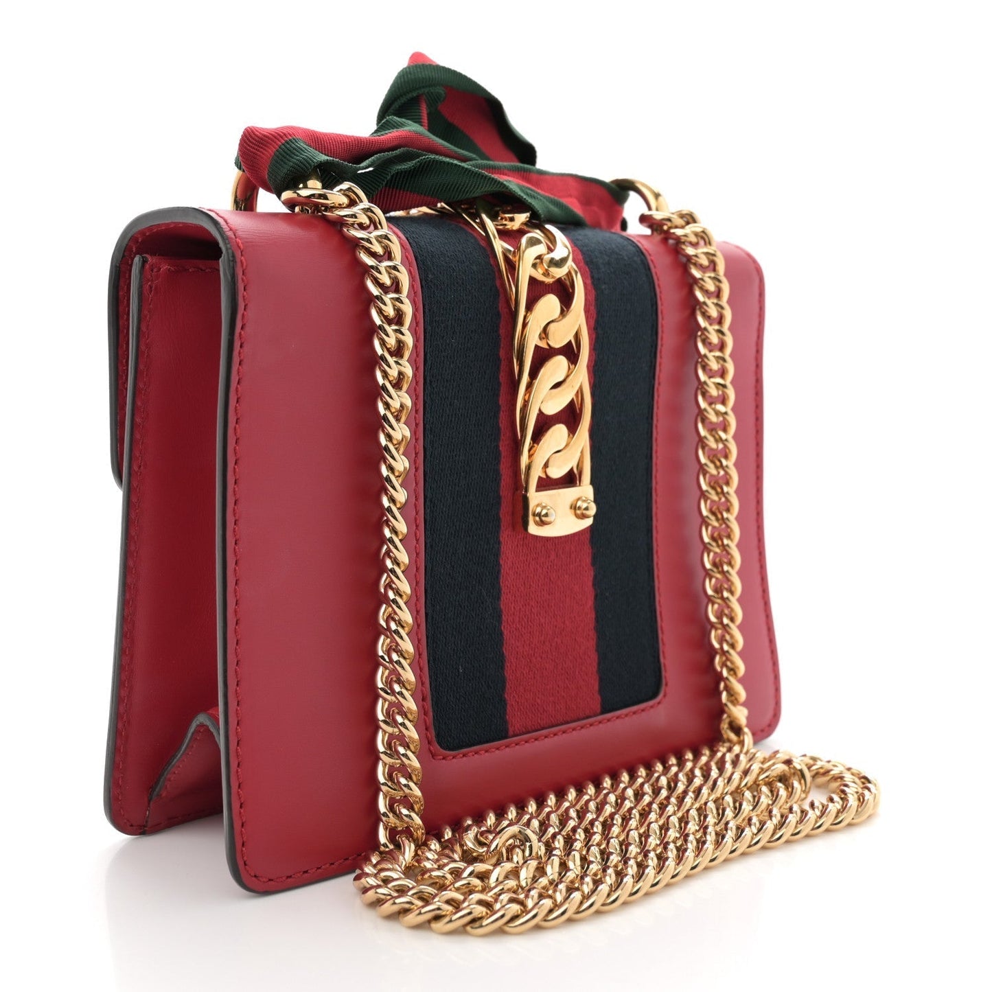 Amelia Calfskin Mini Sylvie Chain Shoulder Bag Hibiscus Red