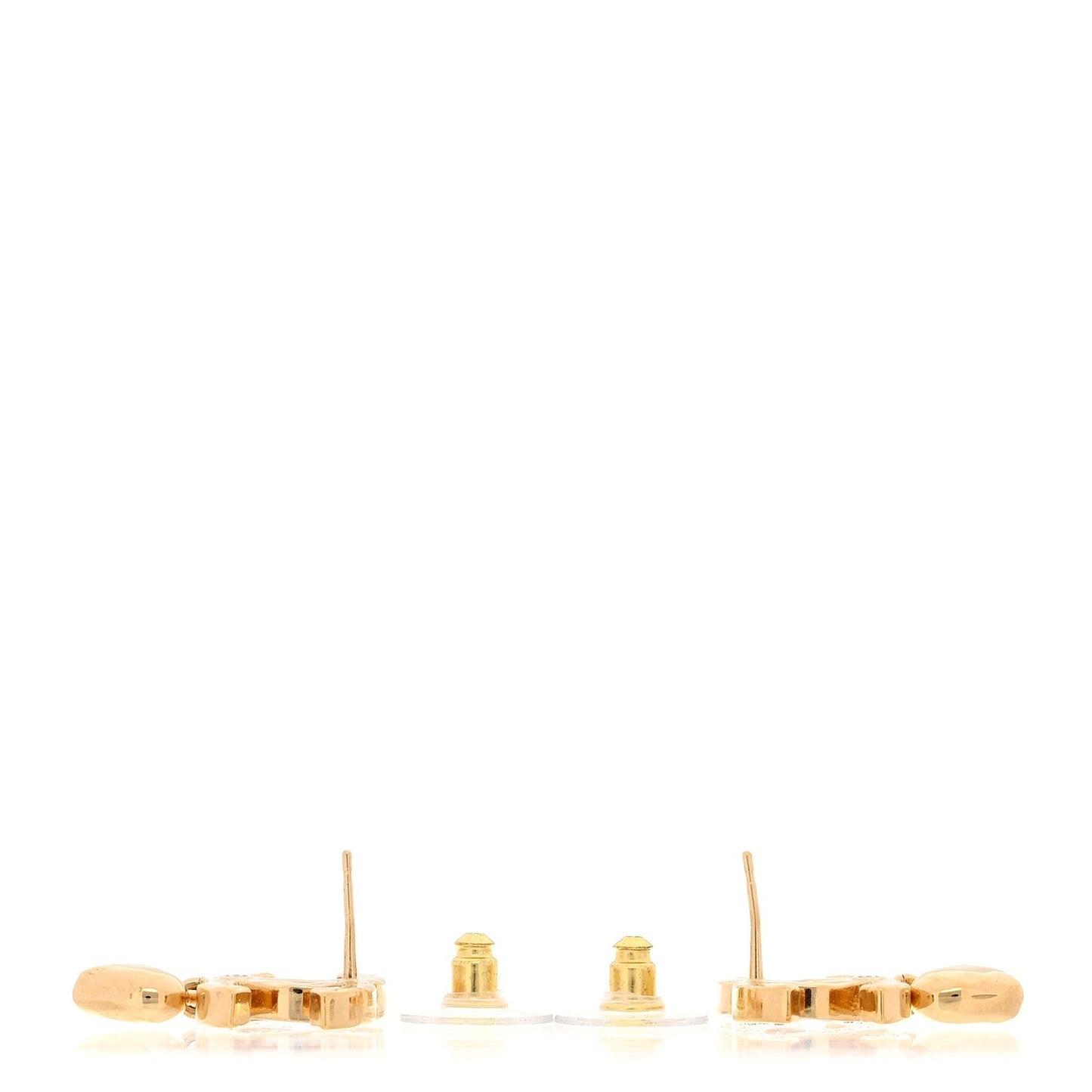 Amelia Metal Crystal CC Heart Drop Earrings Gold