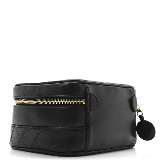 Amelia Lambskin Vanity Cosmetic Case Black