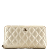 CHANEL Zip Around Wallet Quilted Caviar Long