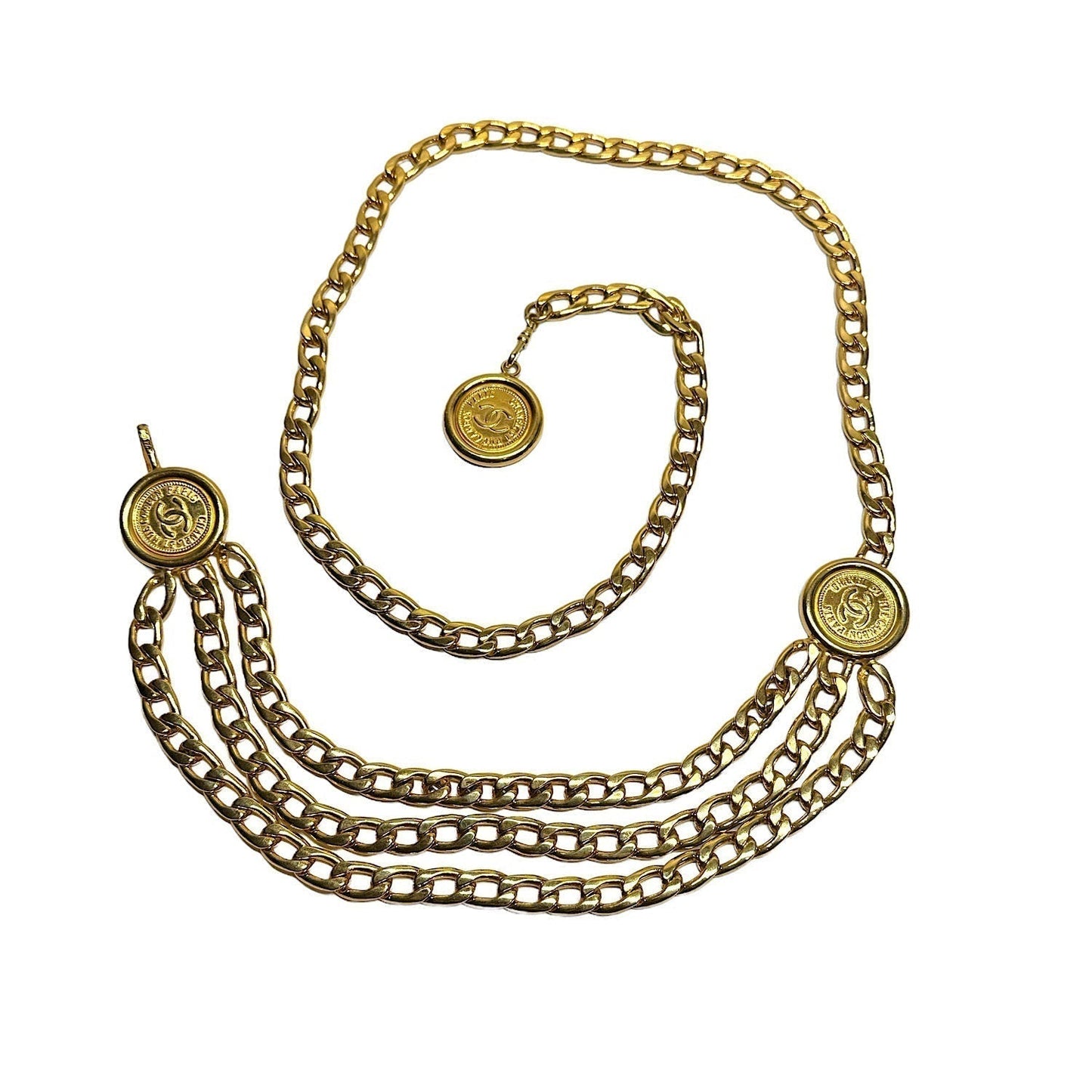 Chanel Gold Plated Cambon 31 Rue Coin Chain 3-Row Belt