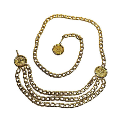 Chanel Gold Plated Cambon 31 Rue Coin Chain 3-Row Belt