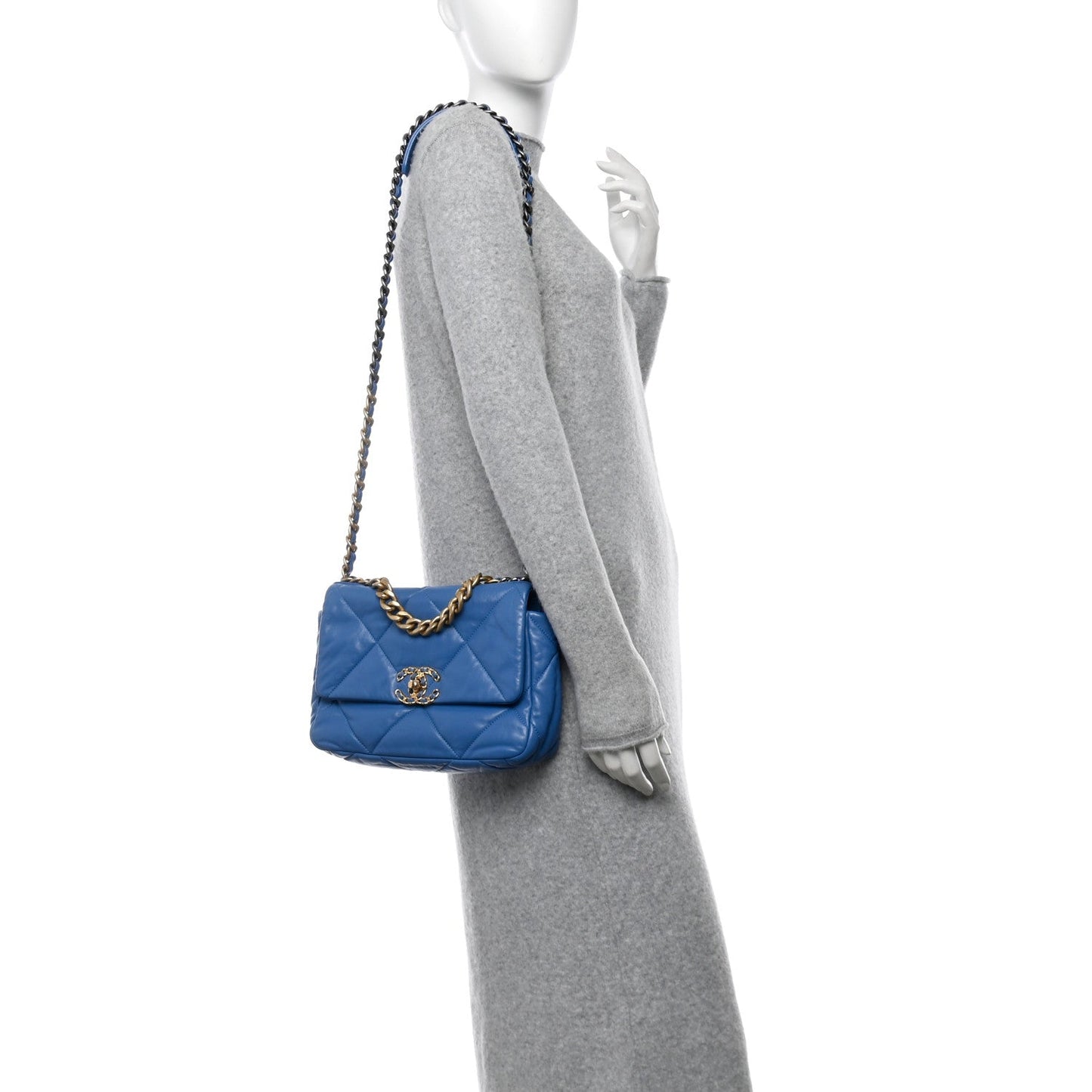 Amelia Lambskin Quilted Medium 19 Flap Blue