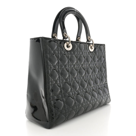Christian Dior Patent Cannage Large Lady Dior Black