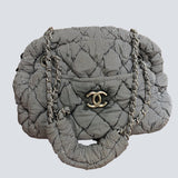 Chanel Nylon Bubble Striped Quilt Accordion Flap Bag Blue, 2009-2010