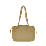 Chanel Off White Small Leather Shoulder Bag with Metalasse Chain