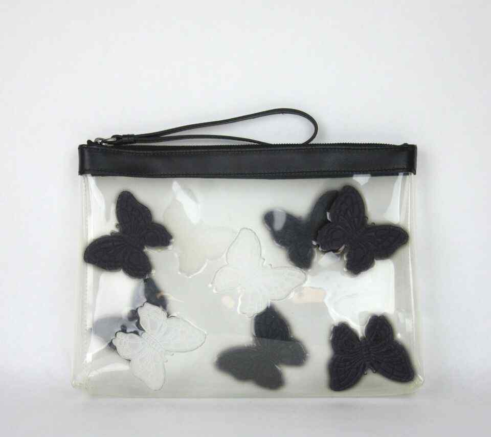 BOTTEGA VENETA Women's clear Wristlet Clutch Bag Butterfly