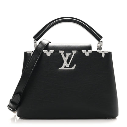 Louis Vuitton Smooth Calfskin Crystal Flowers Capucines BB Black