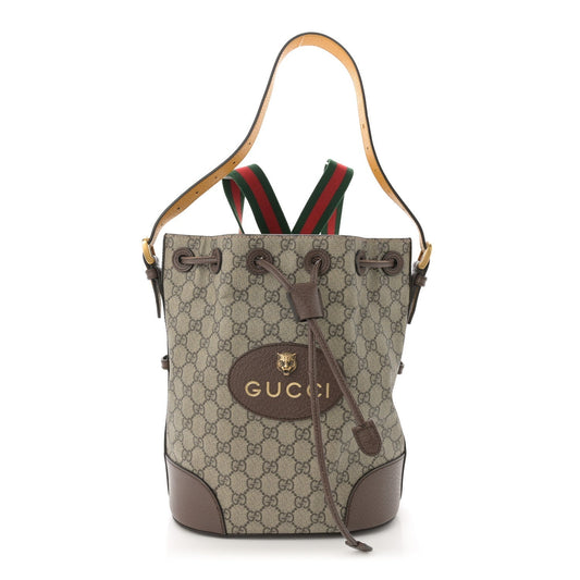 Amelia GG Supreme Monogram Neo      Drawstring Bucket Backpack Beige New Acero Crop