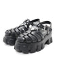 Prada Foam Rubber Triangle Logo Monolith 55mm Cage Sandals 39 Black
