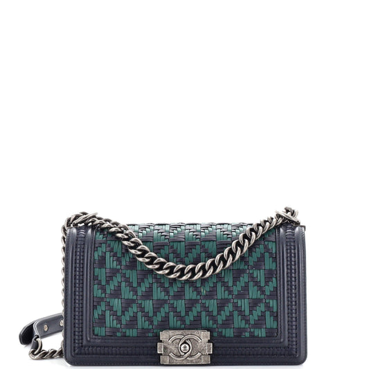 CHANEL Boy Flap Bag Woven Calfskin Old Medium
