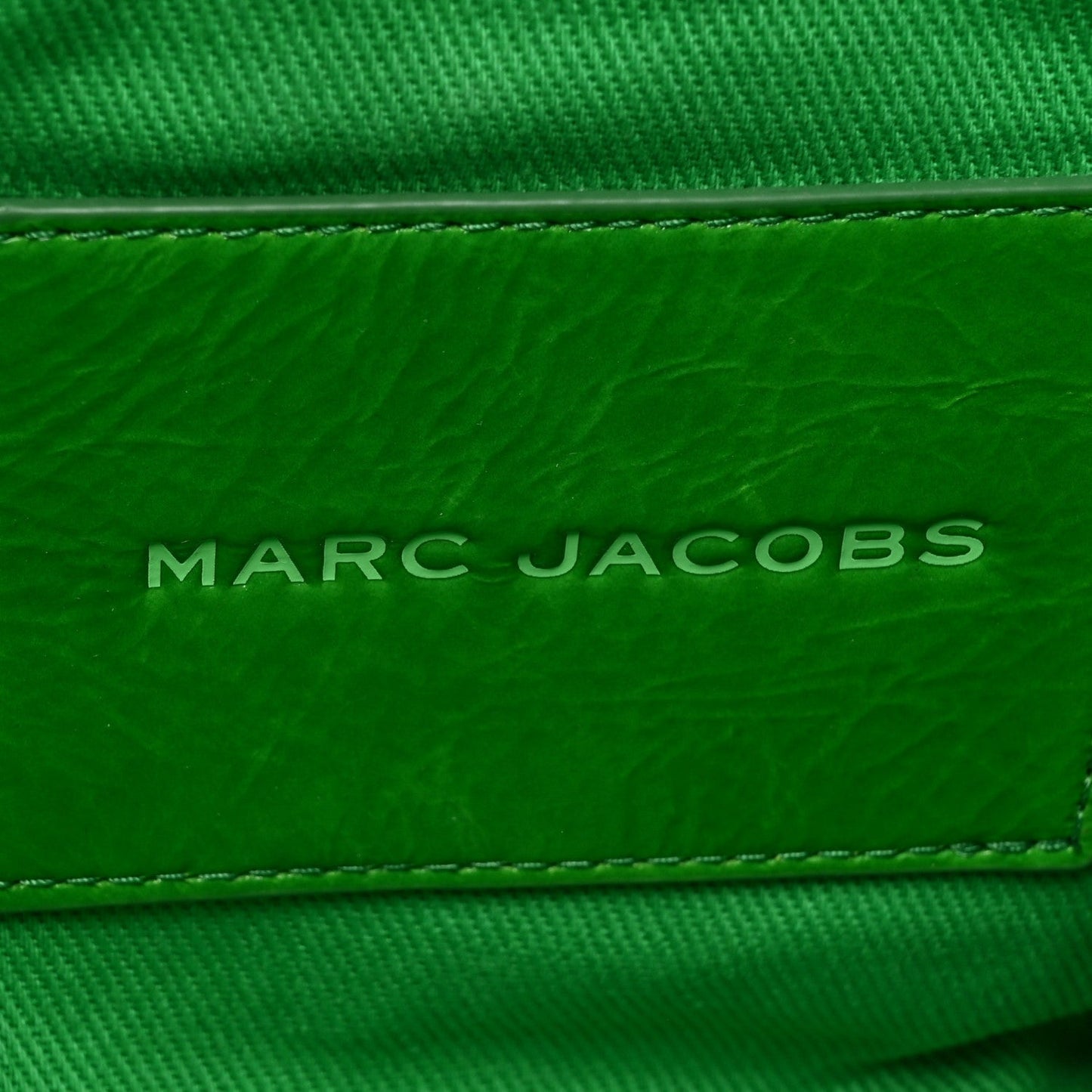 Marc Jacobs Shiny Crinkled Calfskin Medium The Tote Bag Green Glow