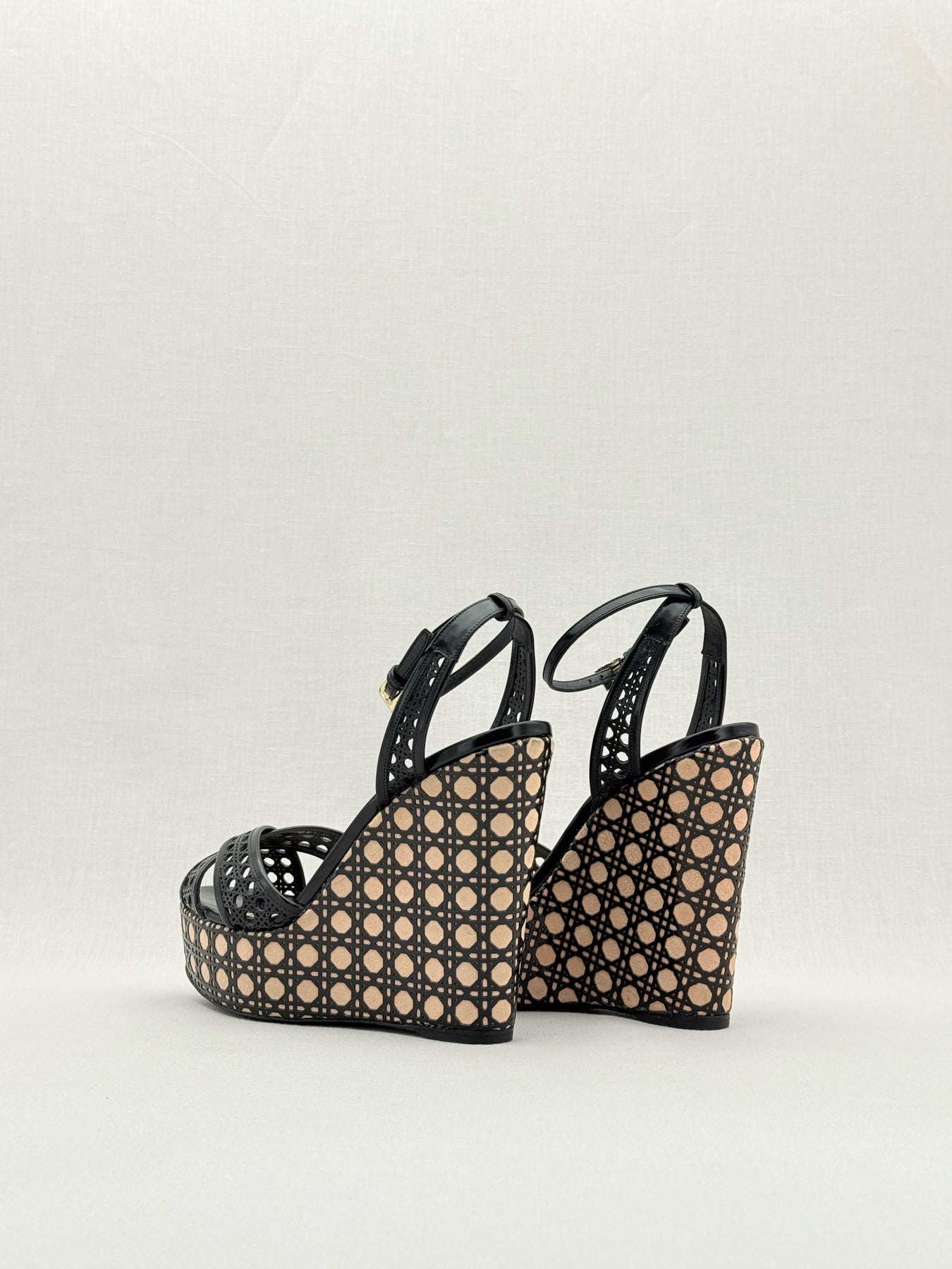 CHRISTIAN DIOR Cannage Cutout Black Size EU 37.5 Wedges