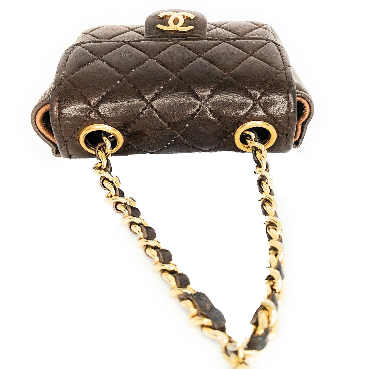 Chanel   Brown Quilted Micro Belt Bag