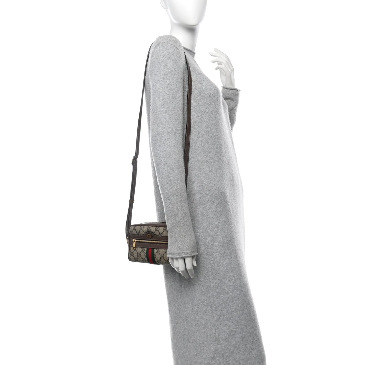 Amelia GG Supreme Monogram Web Mini Ophidia Shoulder Bag Brown