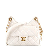 CHANEL Wavy CC Hobo Quilted Crumpled Calfskin Small