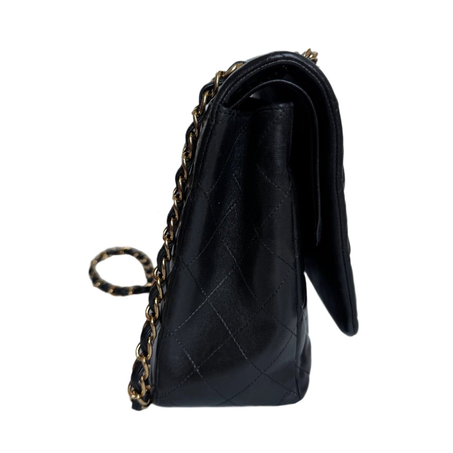 Chanel Classic Flap Maxi Black Lambskin Leather Double Flap with Gold-tone Hardware