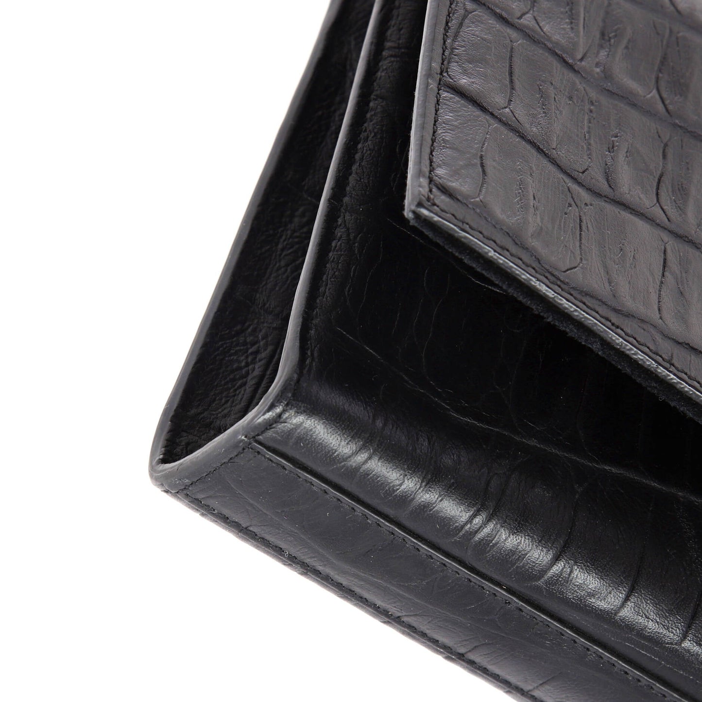 Classic Monogram Tassel Clutch Crocodile Embossed Leather Long