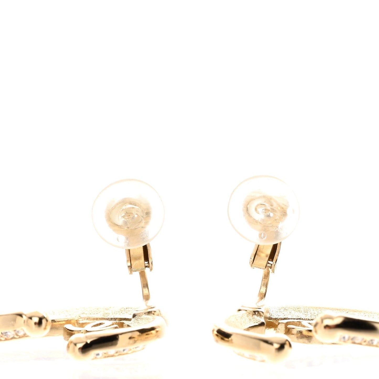 Amelia Metal Crystal CC Open Heart Earrings Gold
