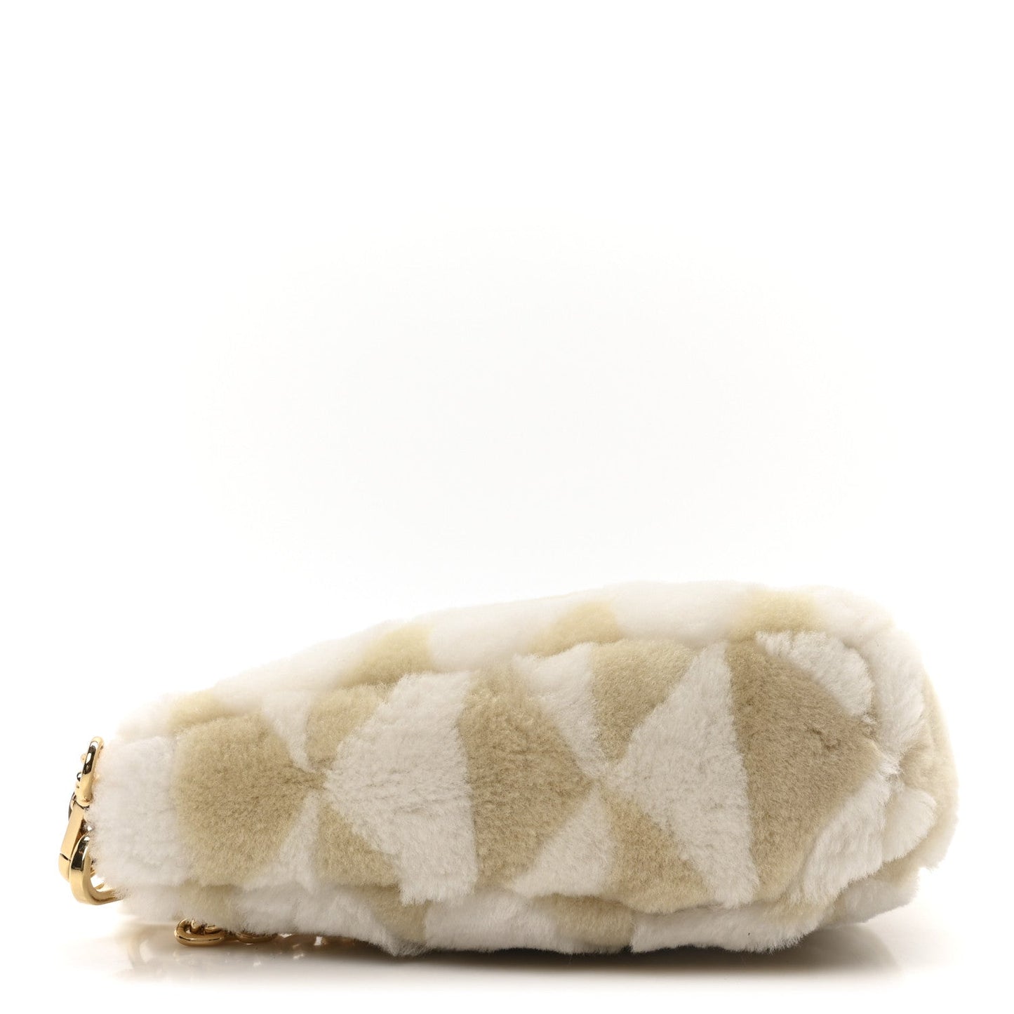 Prada Shearling Symbole Mini Triangle Bag Ecru White