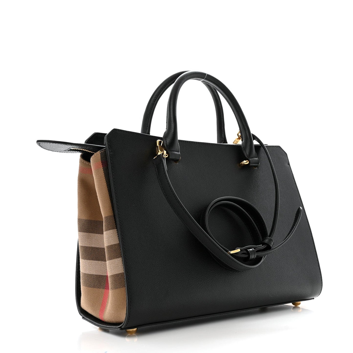 Amelia Calfskin Mega Check Small Banwell Tote Black