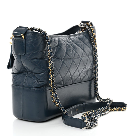 Amelia Aged Calfskin Quilted Medium Gabrielle Hobo Blue