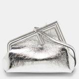 Silver Laminated Leather Small First Clutch
