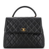 CHANEL   Classic Top Handle Flap Bag Quilted Caviar Jumbo