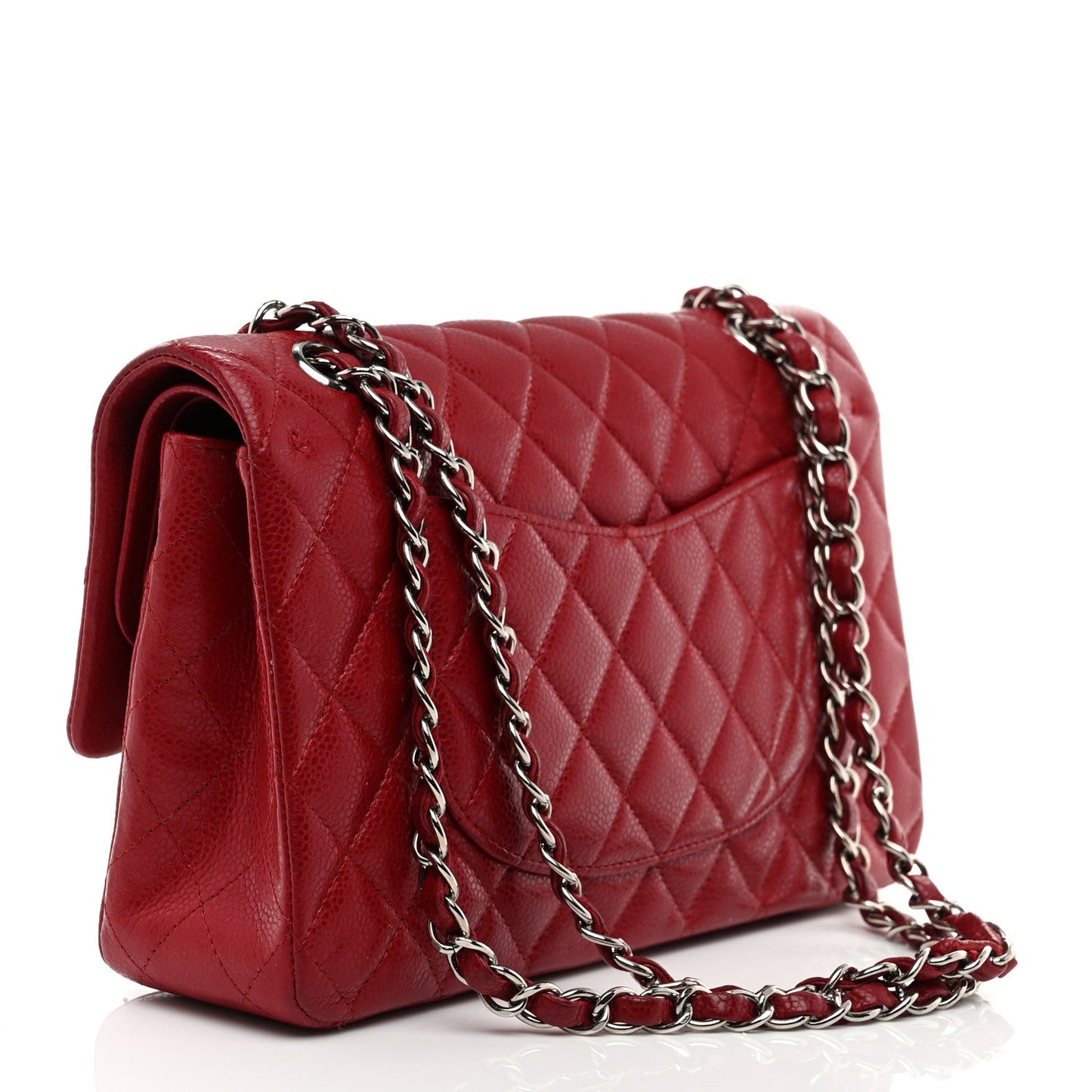 Amelia Caviar Quilted Medium Double Flap Red