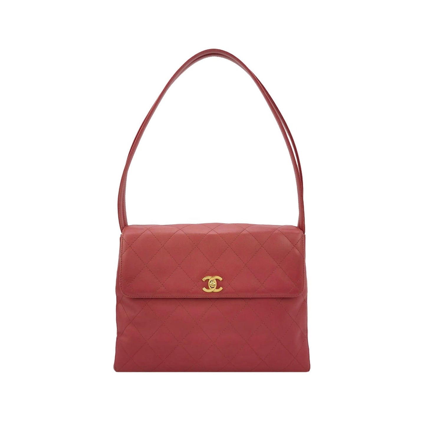 Chanel Kelly   Top Handle Bag Lambskin Leather 24k Gold Hardware