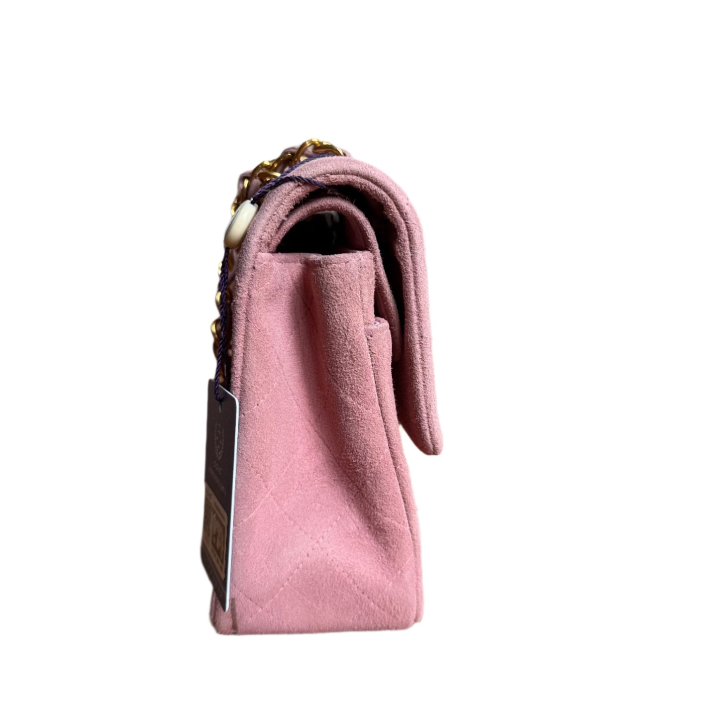Chanel Classic Flap   Small Pink Suede Leather with 24k Gold HW, 1991-1994