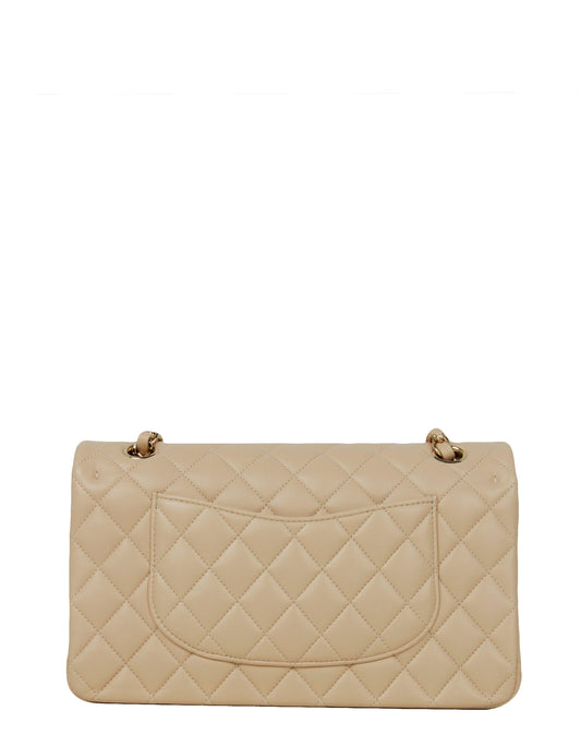 Chanel Beige Lambskin Medium Double Flap GHW