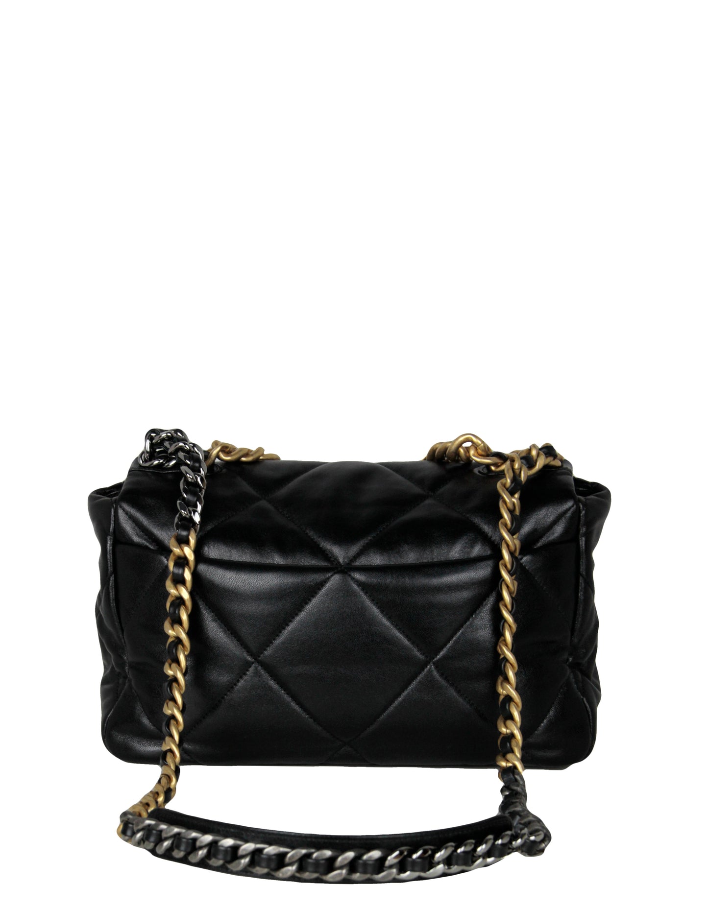Chanel Black Calfskin Leather Quilted Large 19 Bag