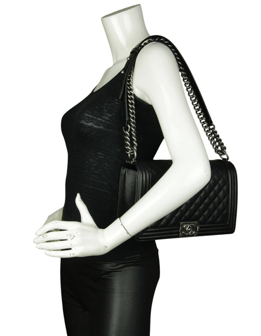 Chanel Black/Ruthenium New Medium Boy Bag
